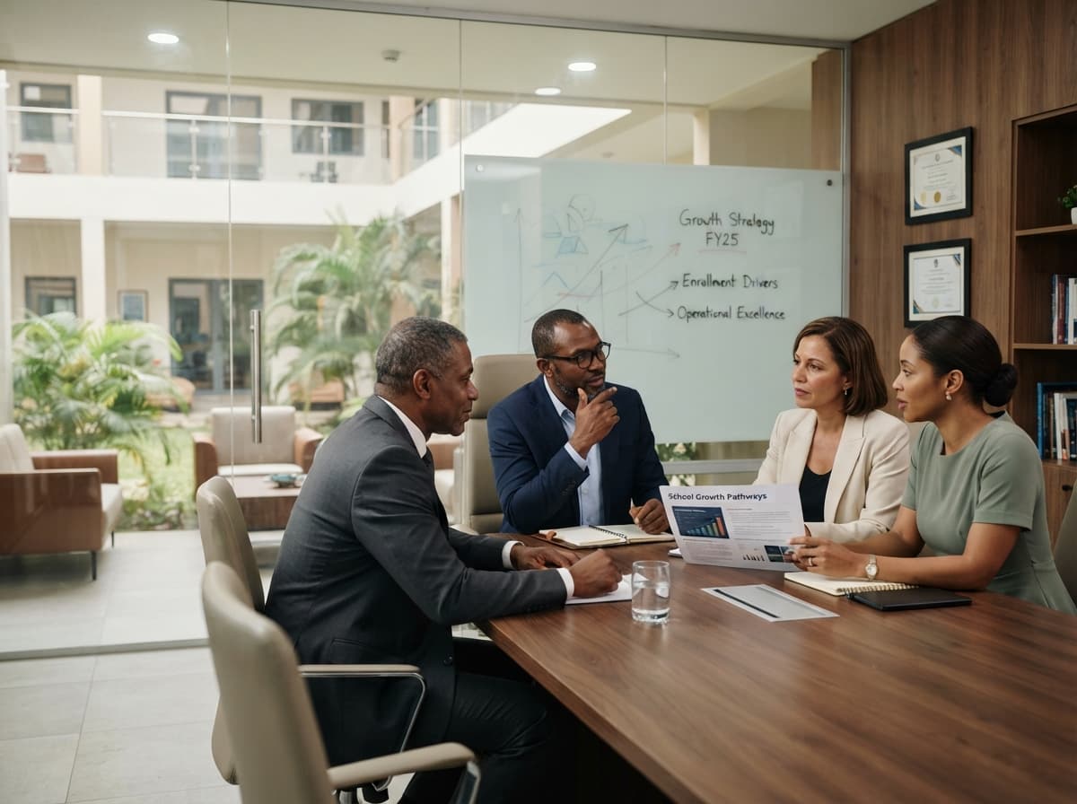 Education professionals discussing a school growth consulting strategy