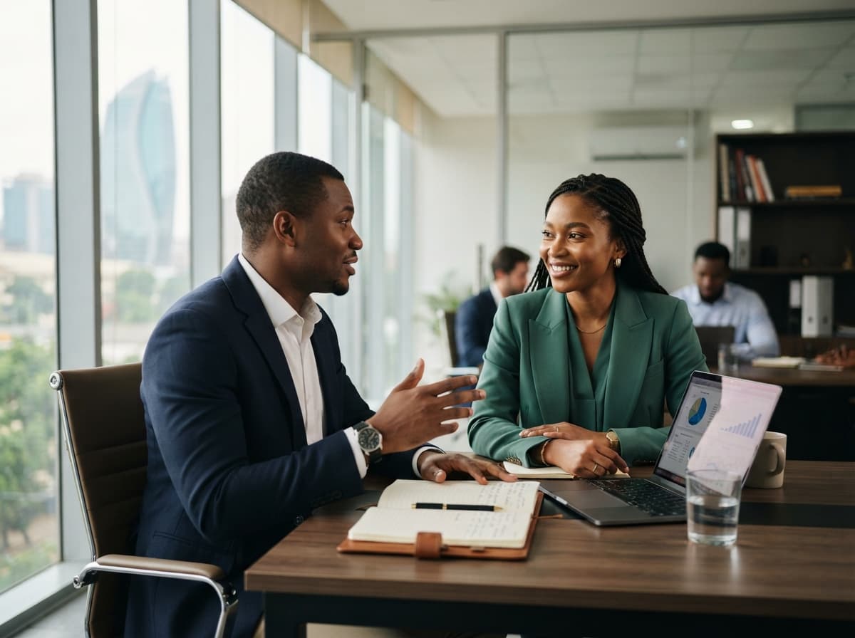 Professionals having a focused advisory conversation