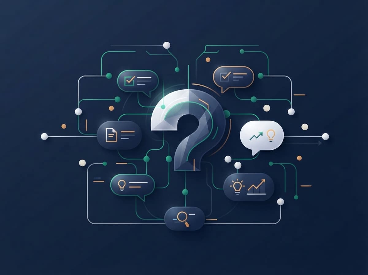 Abstract illustration representing questions, answers, and information